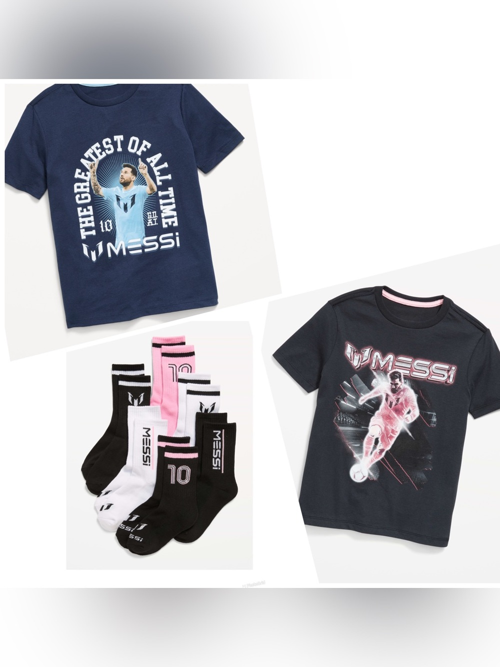 Old Navy boys Graphic Short Sleeve Tee Messi set 2 shirts and socks